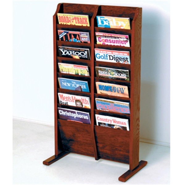 Wooden Mallet Cascade Free Standing 14 Pocket Magazine Rack in Mahogany WO599417